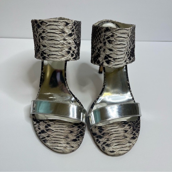 Stuart Weitzman Myslide Snakeskin and Silver Strap Stiletto Pump Mules Size 10.5 - Picture 13 of 15